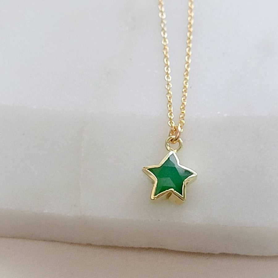 Gemstone Star Necklace • Lapis Lazuli Star Charm • Turquoise Star Necklace • Green Chalcedony Star Pendant • Layering Necklace • Gift