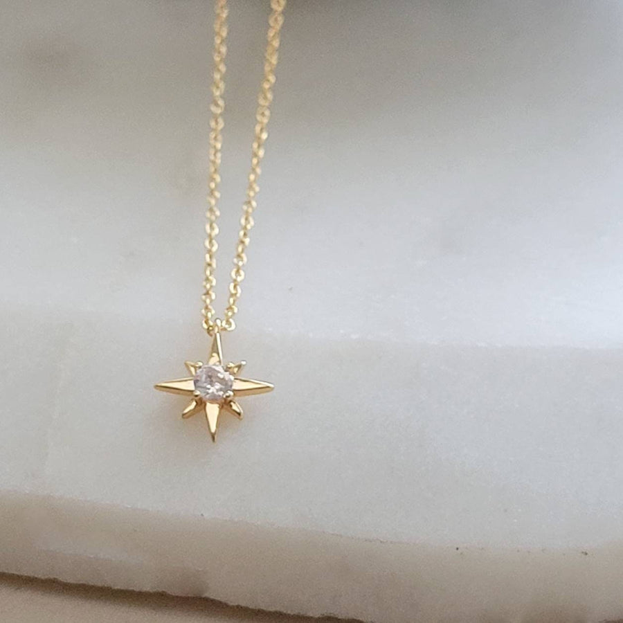 Tiny Polaris Necklace • North Star Charm • Dainty Gold Pendant • Diamond CZ Accent • Graduation Gift • Layering Necklace • Celestial Charm