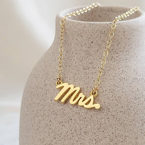 Mrs. Necklace • Mrs. Word Jewelry • New Bride • Bridal Shower Gift • Honeymoon Gift • Just Married • Bridal Jewelry • Hand Written Pendant