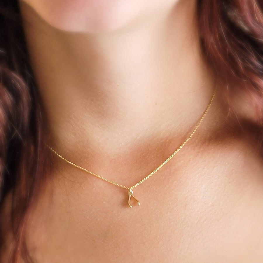 Tiny Wishbone Necklace • Dainty Wishbone Charm • Delicate Gold Chain • Layering Necklace • Good Luck Charm • Girlfriend Gift • Bestie Gift
