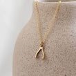 Load image into Gallery viewer, Tiny Wishbone Necklace • Dainty Wishbone Charm • Delicate Gold Chain • Layering Necklace • Good Luck Charm • Girlfriend Gift • Bestie Gift
