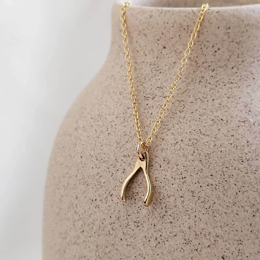 Tiny Wishbone Necklace • Dainty Wishbone Charm • Delicate Gold Chain • Layering Necklace • Good Luck Charm • Girlfriend Gift • Bestie Gift