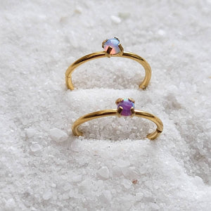 Dainty Opal Nose Ring • Thin Gold Nose Ring • 20 Gauge 316L Surgical Steel • Purple Opal • Waterproof • Dainty Nose Jewelry