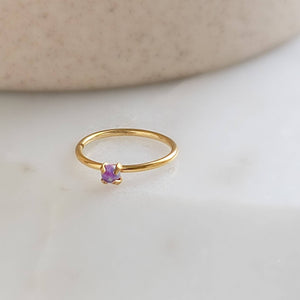 Dainty Opal Nose Ring • Thin Gold Nose Ring • 20 Gauge 316L Surgical Steel • Purple Opal • Waterproof • Dainty Nose Jewelry