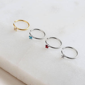 Tiny CZ Gemstone Nose Ring • Pretty & Delicate Nose Hoop • 20 Gauge Surgical Steel • Dainty Nose Ring •