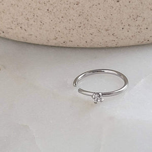 Tiny CZ Gemstone Nose Ring • Pretty & Delicate Nose Hoop • 20 Gauge Surgical Steel • Dainty Nose Ring •