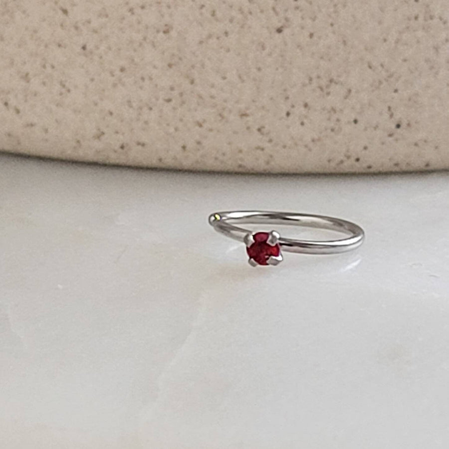 Tiny CZ Gemstone Nose Ring • Pretty & Delicate Nose Hoop • 20 Gauge Surgical Steel • Dainty Nose Ring •