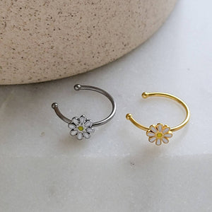 Dainty Daisy Nose Ring • Delicate Nose Hoop • Body Jewelry • Flower Nose Ring • 20 Gauge • Enamel Daisy