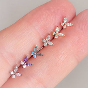 Butterfly Nose Bone • Diamond CZ Nose Stud • Purple Butterfly • Dainty Nose Jewelry • Tiny Butterfly Stud • Waterproof