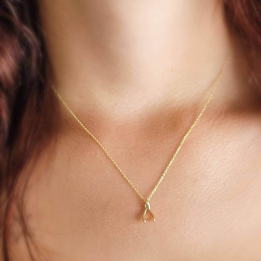 Tiny Wishbone Necklace • Dainty Wishbone Charm • Delicate Gold Chain • Layering Necklace • Good Luck Charm • Girlfriend Gift • Bestie Gift
