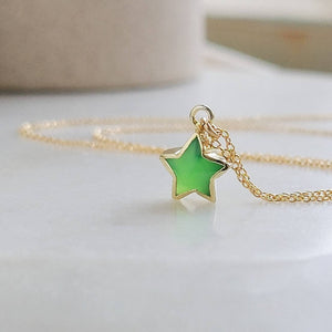 Gemstone Star Necklace • Lapis Lazuli Star Charm • Turquoise Star Necklace • Green Chalcedony Star Pendant • Layering Necklace • Gift