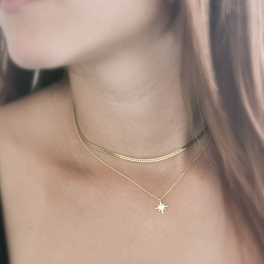 Tiny Polaris Necklace • North Star Charm • Dainty Gold Pendant • Diamond CZ Accent • Graduation Gift • Layering Necklace • Celestial Charm