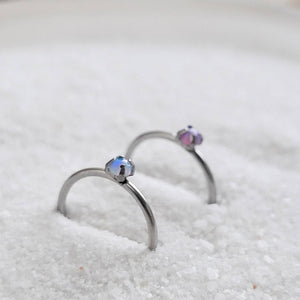 Dainty Opal Nose Ring • Thin Gold Nose Ring • 20 Gauge 316L Surgical Steel • Purple Opal • Waterproof • Dainty Nose Jewelry