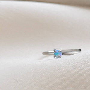 Dainty Opal Nose Ring • Thin Gold Nose Ring • 20 Gauge 316L Surgical Steel • Purple Opal • Waterproof • Dainty Nose Jewelry