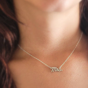 Mrs. Necklace • Mrs. Word Jewelry • New Bride • Bridal Shower Gift • Honeymoon Gift • Just Married • Bridal Jewelry • Hand Written Pendant