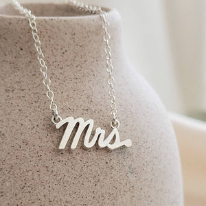 Mrs. Necklace • Mrs. Word Jewelry • New Bride • Bridal Shower Gift • Honeymoon Gift • Just Married • Bridal Jewelry • Hand Written Pendant