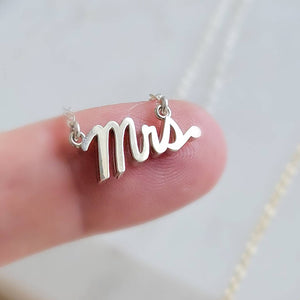 Mrs. Necklace • Mrs. Word Jewelry • New Bride • Bridal Shower Gift • Honeymoon Gift • Just Married • Bridal Jewelry • Hand Written Pendant