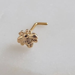 Little Bee Nose Stud • 20 Gauge L Bend • Nose Jewelry • Cubic Zirconia Accents • Cute Body Jewelry • Waterproof