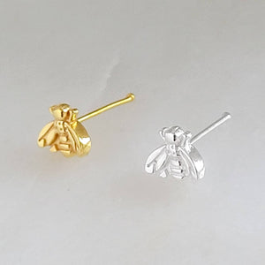 Tiny Bee Nose Bone • 24 Gauge • Sterling Silver Nose Jewelry • Little Bee Nose Stud • Small Nose Piercing