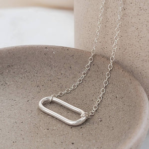 Single Paperclip Link Necklace • Modern Simplicity • Minimalist Style • Sterling Silver Statement Necklace • Layering Necklace • Waterproof