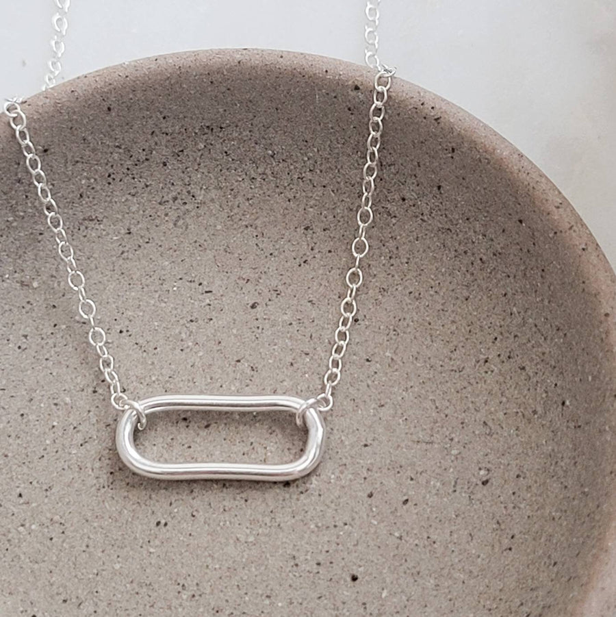 Single Paperclip Link Necklace • Modern Simplicity • Minimalist Style • Sterling Silver Statement Necklace • Layering Necklace • Waterproof