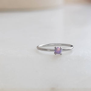 Dainty Opal Nose Ring • Thin Gold Nose Ring • 20 Gauge 316L Surgical Steel • Purple Opal • Waterproof • Dainty Nose Jewelry