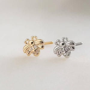 Little Bee Nose Stud • 20 Gauge L Bend • Nose Jewelry • Cubic Zirconia Accents • Cute Body Jewelry • Waterproof