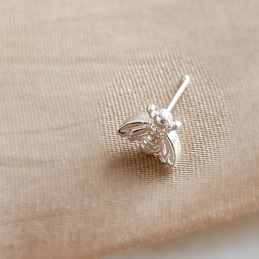 Tiny Bee Nose Bone • 24 Gauge • Sterling Silver Nose Jewelry • Little Bee Nose Stud • Small Nose Piercing