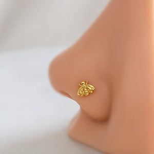 Tiny Bee Nose Bone • 24 Gauge • Sterling Silver Nose Jewelry • Little Bee Nose Stud • Small Nose Piercing