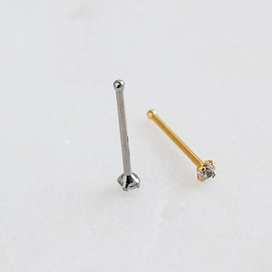 Teeny Tiny Diamond CZ Nose Bone • Dainty Nose Stud • 22 Gauge • Delicate Nose Piercing • Subtle Nose Stud