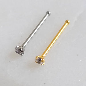 Teeny Tiny Diamond CZ Nose Bone • Dainty Nose Stud • 22 Gauge • Delicate Nose Piercing • Subtle Nose Stud