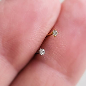 Teeny Tiny Diamond CZ Nose Bone • Dainty Nose Stud • 22 Gauge • Delicate Nose Piercing • Subtle Nose Stud