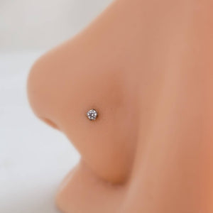 Teeny Tiny Diamond CZ Nose Bone • Dainty Nose Stud • 22 Gauge • Delicate Nose Piercing • Subtle Nose Stud