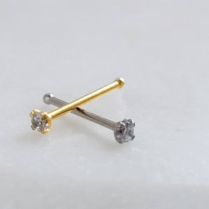 Teeny Tiny Diamond CZ Nose Bone • Dainty Nose Stud • 22 Gauge • Delicate Nose Piercing • Subtle Nose Stud