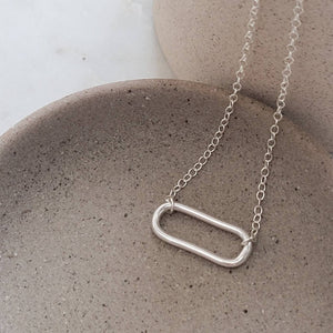 Single Paperclip Link Necklace • Modern Simplicity • Minimalist Style • Sterling Silver Statement Necklace • Layering Necklace • Waterproof