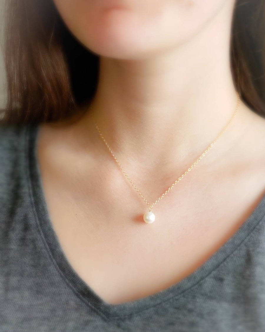 Pearl Drop Necklace • Single Freshwater Pearl • Minimalist Jewelry • Delicate Layering Necklace • Bridesmaid Gift • Gift For Her