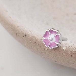 Poppy Nose Stud • Pretty Enameled Flower • Purple Flower Nose Jewelry • 20 Gauge Surgical Steel • Floral Nose Ring • L Bend