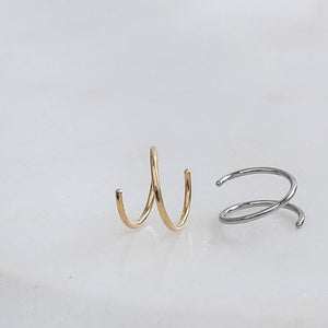 Double Nose Hoop • Spiral Nose Ring • 20 Gauge Surgical Steel • Double Twist • Double Piercing