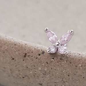 Butterfly Nose Stud • L Bend • 20 Gauge Surgical Steel • Nose Ring • Cubic Zirconia Butterfly • Nose Piercing