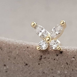 Butterfly Nose Stud • L Bend • 20 Gauge Surgical Steel • Nose Ring • Cubic Zirconia Butterfly • Nose Piercing