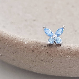 Butterfly Nose Stud • L Bend • 20 Gauge Surgical Steel • Nose Ring • Cubic Zirconia Butterfly • Nose Piercing