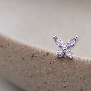 Butterfly Nose Stud • L Bend • 20 Gauge Surgical Steel • Nose Ring • Cubic Zirconia Butterfly • Nose Piercing