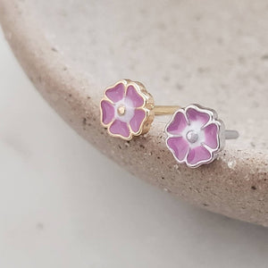 Poppy Nose Stud • Pretty Enameled Flower • Purple Flower Nose Jewelry • 20 Gauge Surgical Steel • Floral Nose Ring • L Bend