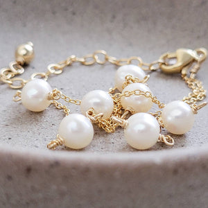 Pretty Pearl Choker • White Freshwater Pearls • Layering Choker • Wedding Jewelry • Thin Gold Chain • Dainty Necklace • Bridesmaid Gift