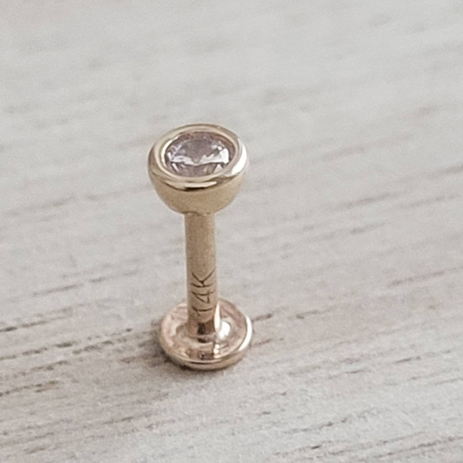 14 karat gold and cubic zirconia push in flat back stud