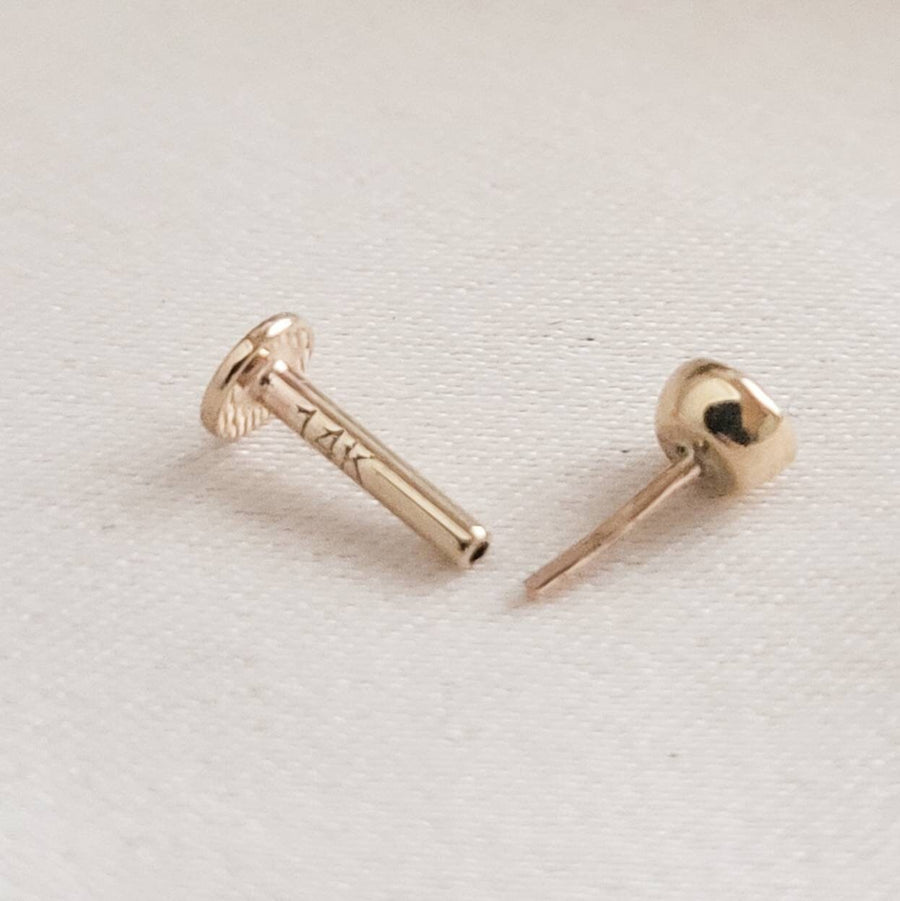 14 karat gold and cubic zirconia push in flat back studs