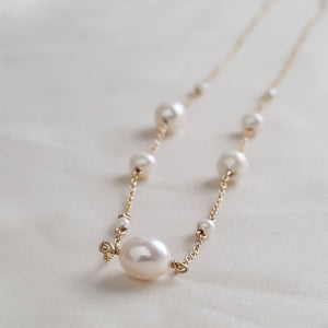 Multi white pearl station necklace - By Studio Blue