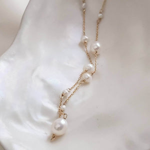 Multi white pearl station necklace - By Studio Blue