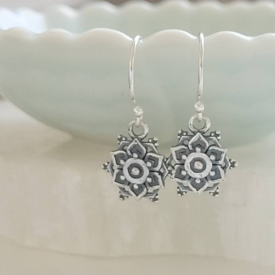 Bronze or Sterling silver Mandala drop earrings by Studio Blue on Etsy