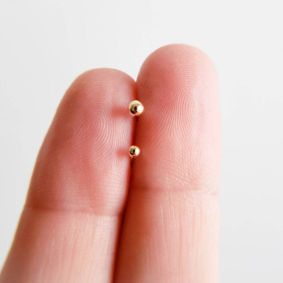 14K Gold Studs • Tiny Ball Studs • Delicate Stud Earrings • Minimalist Earrings • Round Gold Studs • Post Earring • Ball Studs • Dainty Stud